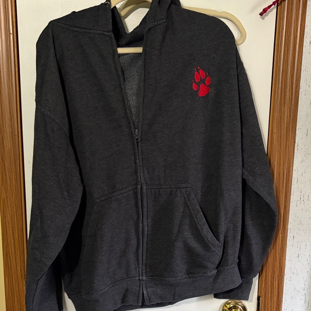 Black Hoodie with Red Paw Print